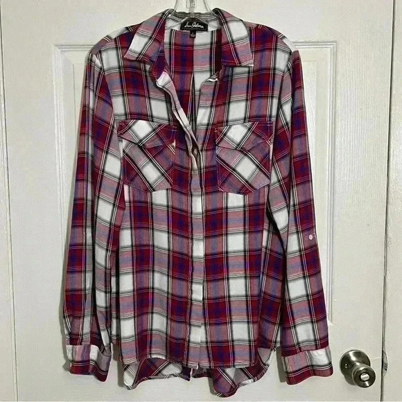 Sam Edelman Tops - SAM EDELMAN Red, White, and Blue Plaid Woman Button Down | size Large
